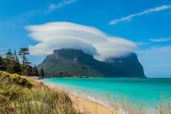 Lenticular clouds over Mt Lidgbird and Mt Gower, Lord Howe Island, Australia.