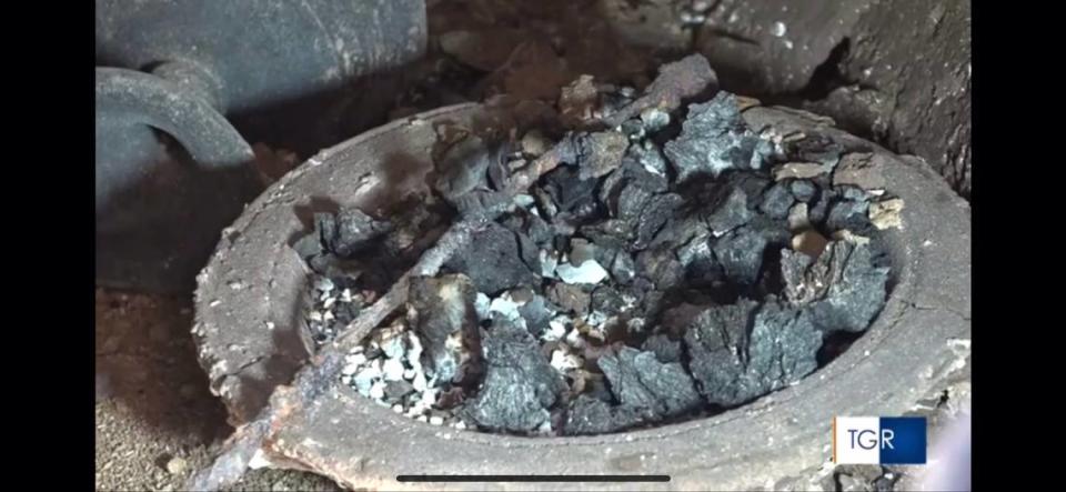 Coals in a brazier and a skewer constituted the remains of the last meal, archaeologists said.