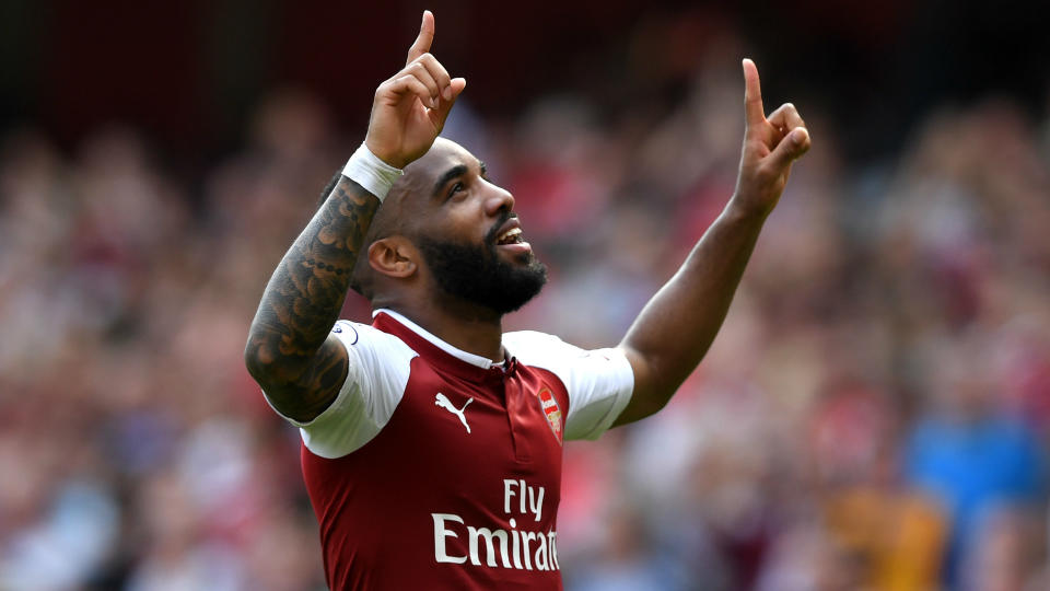 Alexandre Lacazette started Arsene Wenger’s goodbye tour with a bang, scoring twice against the visiting West Ham.