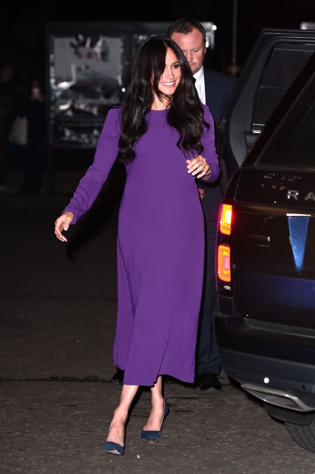 Meghan Markle kam am Montagabend zur Eröffnungsveranstaltung des One Young World Kongresses in der Londoner Royal Albert Hall. Foto: Getty Images