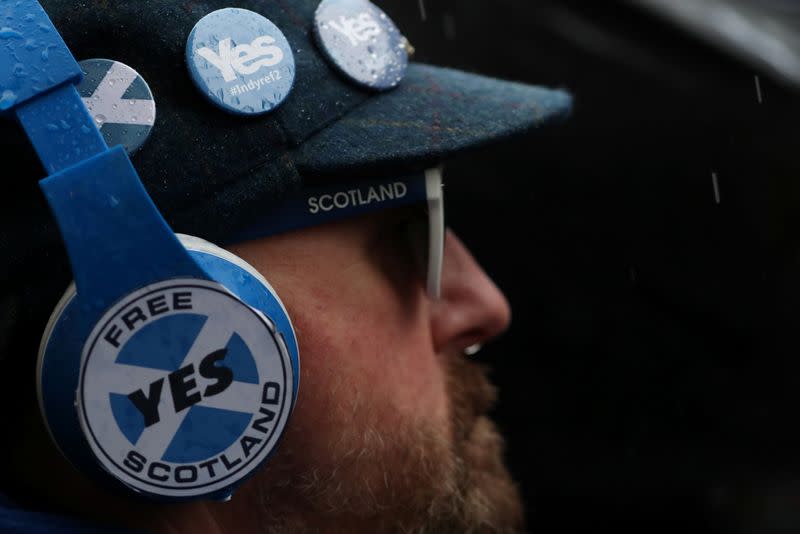 Demonstrators march for Scottish Independence through Glasgow City centre