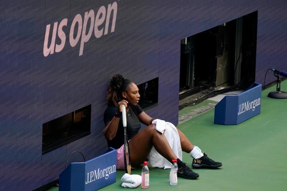 Serena Williams rests during a practice session in New York (Seth Wenig/AP) (AP)