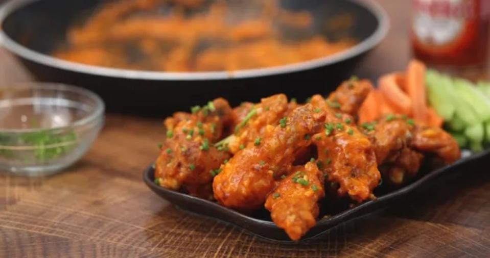 <p>Jon Ashton</p><p>Every party needs some tasty wings!</p><p><strong>Get the recipe: <a href="https://parade.com/1354557/parade/chicken-wings-air-fryer/" rel="nofollow noopener" target="_blank" data-ylk="slk:Air Fryer Chicken Wings;elm:context_link;itc:0;sec:content-canvas" class="link ">Air Fryer Chicken Wings</a></strong></p>