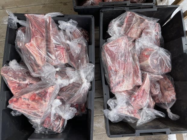 Caribou meat waits to be distributed at the Max Winters Memorial Community Freezer in Happy Valley-Goose Bay.