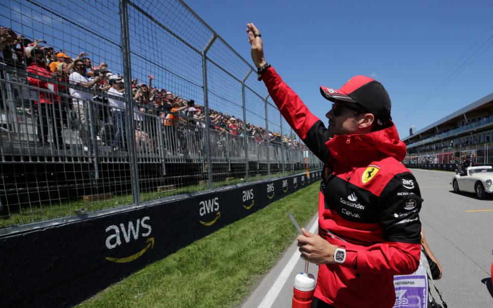 Formula One F1 - Canadian Grand Prix - Circuit Gilles Villeneuve, Montreal, Canada - June 19, 2022 Ferrari's Charles Leclerc during the drivers parade before the race  - Chris Helgren/REUTERS