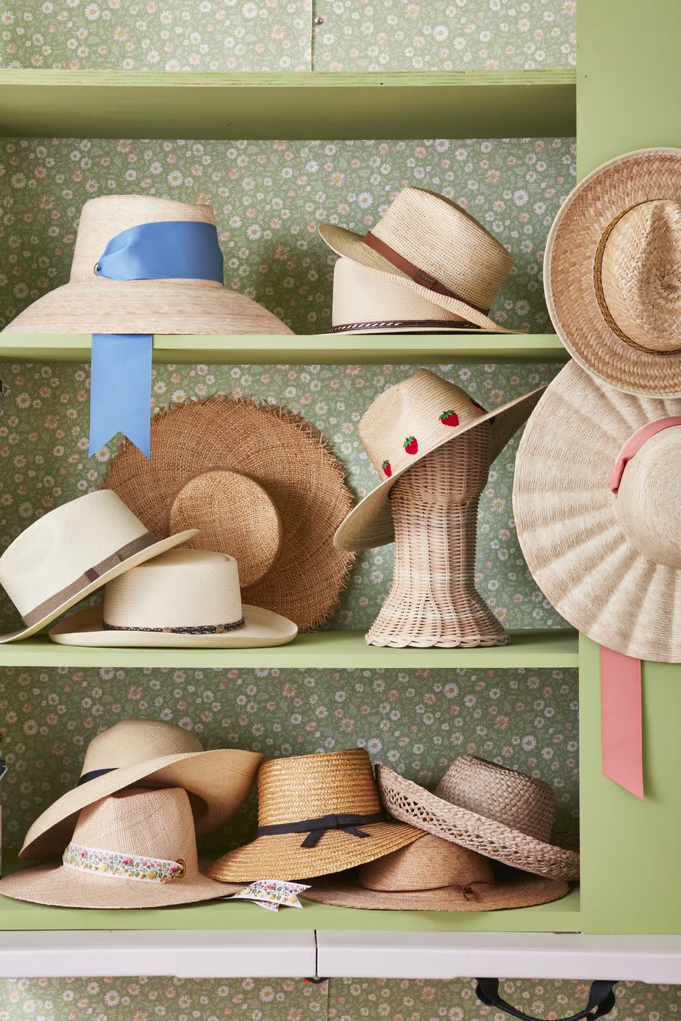 collection of straw hats