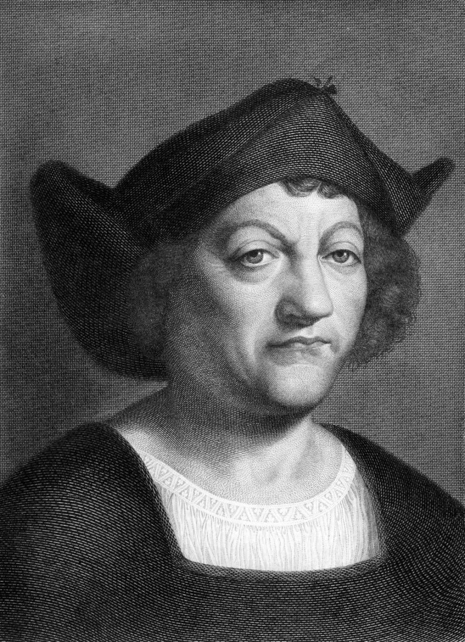 black and white portrait of christopher columbus