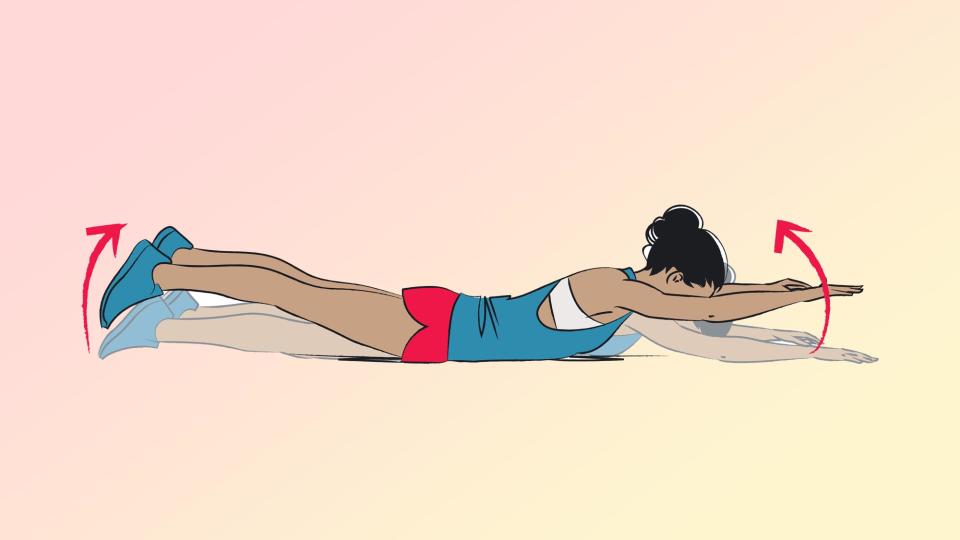 Illustration of a woman doing superman exercise