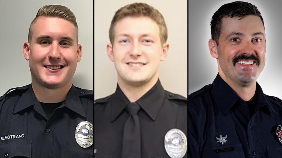 Burnsville police officers Paul Elmstrand and Matthew Ruge, and paramedic Adam Finseth. (left to right)  / Credit: City of Burnsville