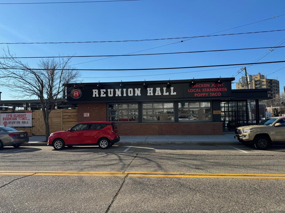 Reunion Hall is shown in Westmont. The large food hall will feature three restaurant concepts, several bars, 13 big screen TVs, sunroofs, a fire pit and much more.