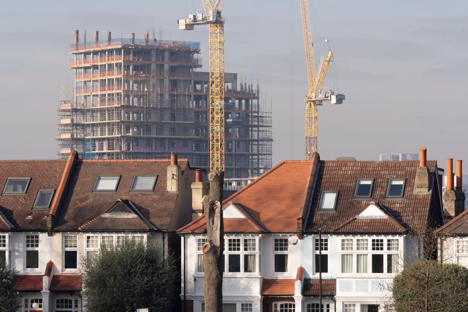 mortgages The tall high-rise residential development  called Higgs Yard, rises with more storeys above existing local housing bordering Ruskin Park in Lambeth, south London, on 23rd January 2023, in London, England. Higgs Yard will be a residential-led mixed-use development on the Higgs Industrial Estate in Loughborough Junction, London SE24. 134 new homes and 4,150m2 of commercial floorspace. 50% of the homes will be affordable.