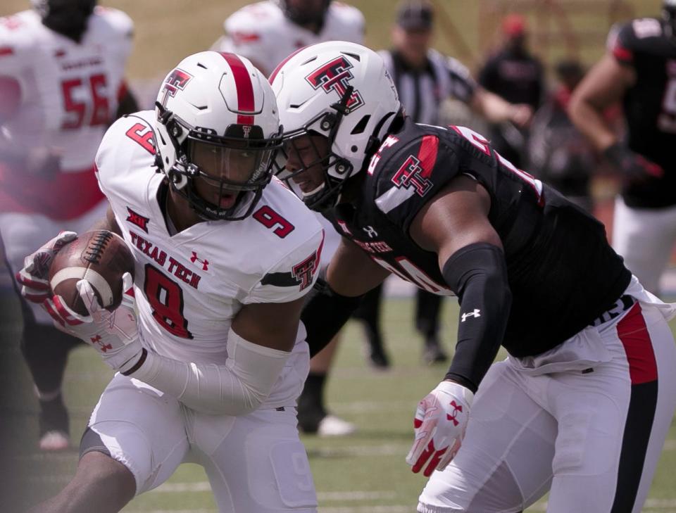Jerand Bradley (9) was Texas Tech's leading receiver last season, and cornerback Malik Dunlap, right, tied for second in the Big 12 in passes defended with one interception and 12 pass breakups.