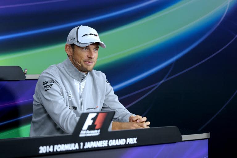 British driver Jenson Button at a news conference ahead of the Japanese Grand Prix in Suzuka on October 2, 2014