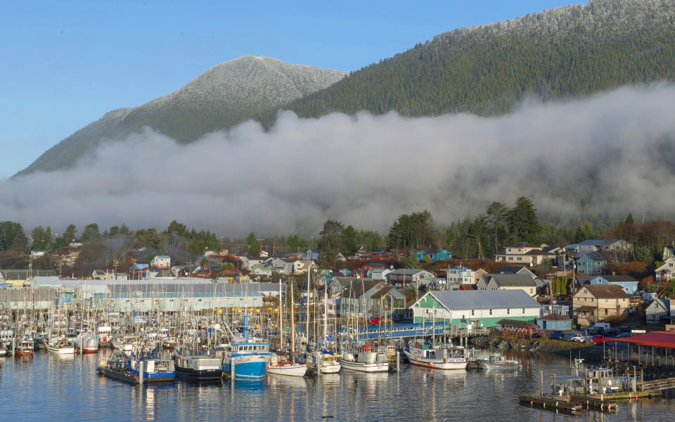 FILE - This January 2019 photo shows Sitka Channel in Sitka, Alaska, the home port for a charter fishing boat that sank in nearby waters killing three and leaving two lost at sea in late May 2023. The tragedy has put a spotlight on the safety of southeast Alaska's vibrant charter fishing industry and on the port town of Sitka, where charter operators charge thousands of dollars per person for guided fishing trips. (James Poulson/The Daily Sitka Sentinel via AP, File)