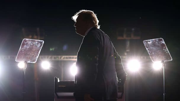 PHOTO: Former President Donald Trump speaks during a campaign rally at Minden-Tahoe Airport, Oct. 8, 2022, in Minden, Nev. (Justin Sullivan/Getty Images)