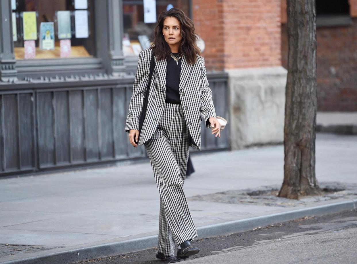 Katie Holmes Just Wore a Power Suit From This Angelina Jolie and Meghan Markle-Approved Brand