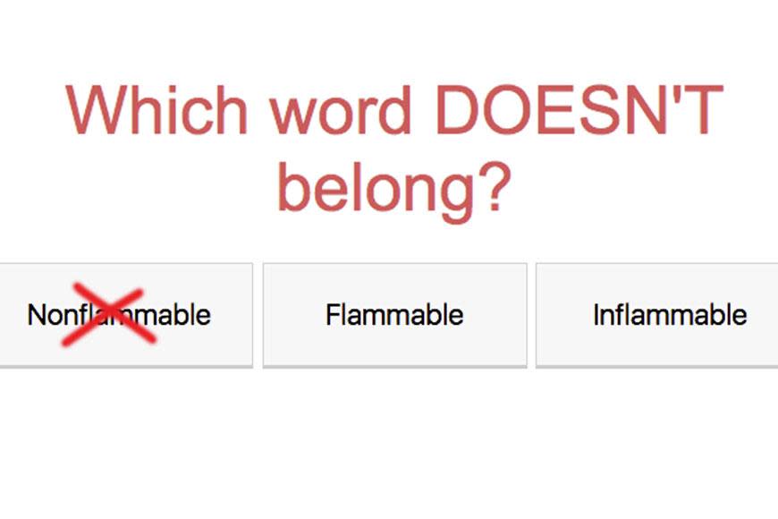Something that's 'nonflammable' will not catch on fire quickly, while something 'inflammable' easily will.