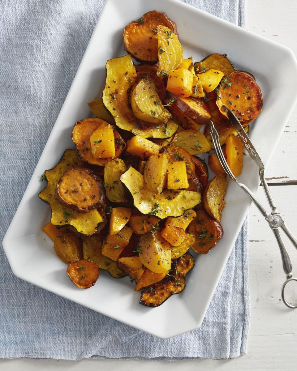 <p>Step 1: Get all your root veggies out of the fridge and cut them into bite sized chunks. Step 2: Toss 'em in oil, dust 'em in salt, and roast 'em on a pan. You're halfway to dinner before you know it.</p><p><strong><a href="https://www.countryliving.com/food-drinks/a38094608/roasted-vegetable-melange-recipe/" rel="nofollow noopener" target="_blank" data-ylk="slk:Get the recipe for Roasted Vegetable Mélange;elm:context_link;itc:0;sec:content-canvas" class="link ">Get the recipe for Roasted Vegetable Mélange</a>.</strong></p>