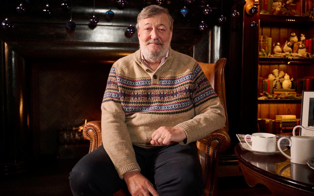 Stephen Fry delivering the Alternative Christmas Message for 2023 on Channel 4