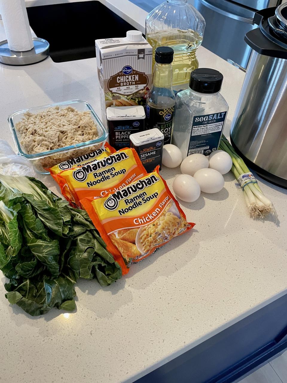 ramen ingredients on the counter