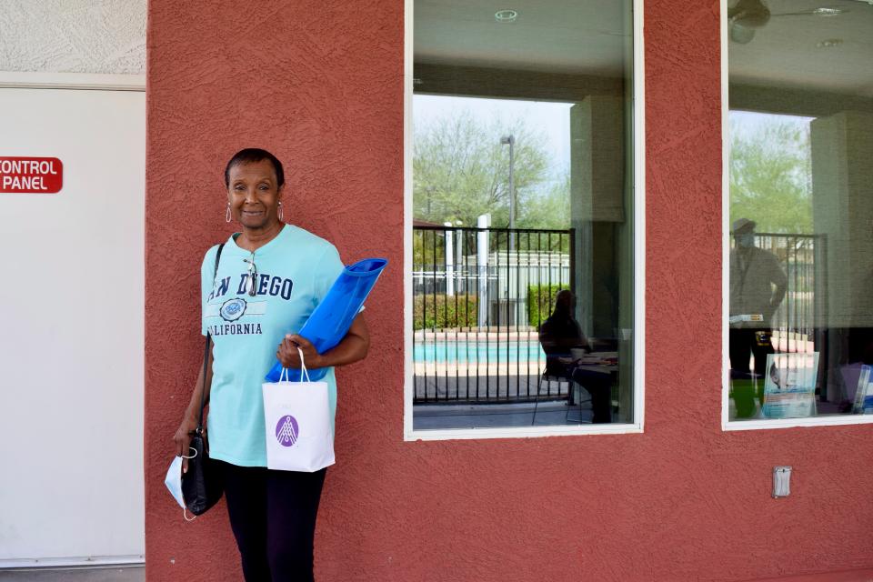 Carol Moore stands outside the Grandfamilies Place clubhouse after receiving rental and utility assistance on July 21, 2022.