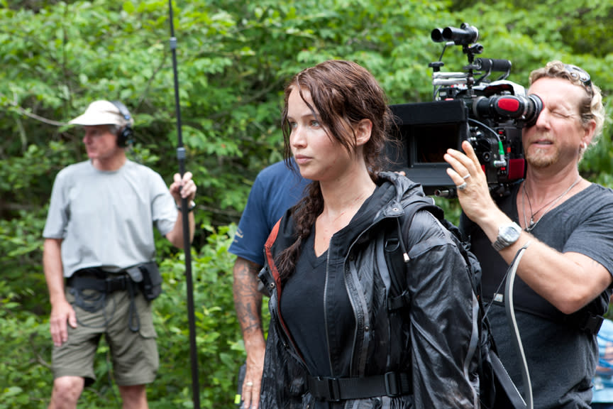 Jennifer Lawrence on the set of "The Hunger Games."