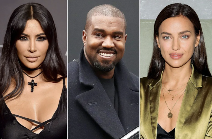 Kim Kardashian, Kanye West and Irina Shayk (Images via Getty Images)