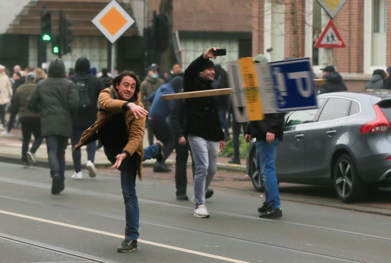 Protest against COVID-19 restrictions in Amsterdam