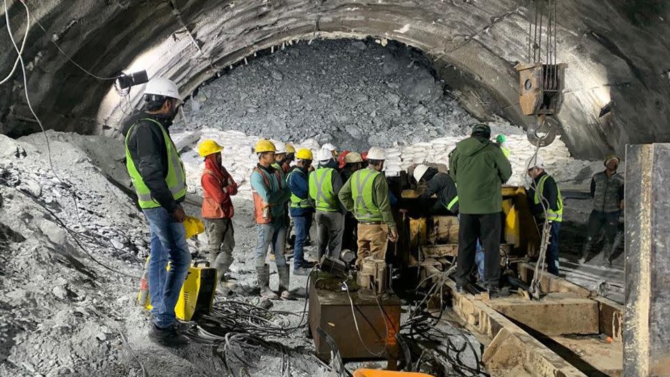 A high-powered drilling machine is airlifted in to assist in the tunnel rescue. - AshokKumar_IPS/X