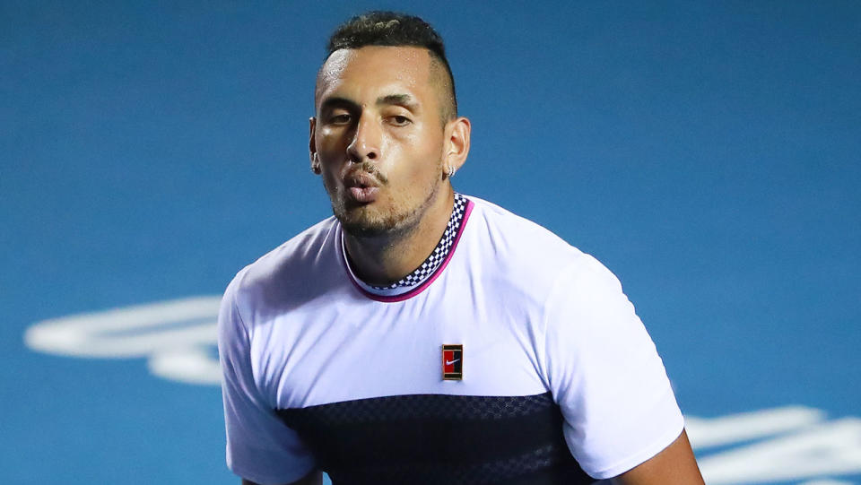 Nick Kyrgios has stunned Rafael Nadal with a come-from-behind win in Acapulco. Pic: Getty