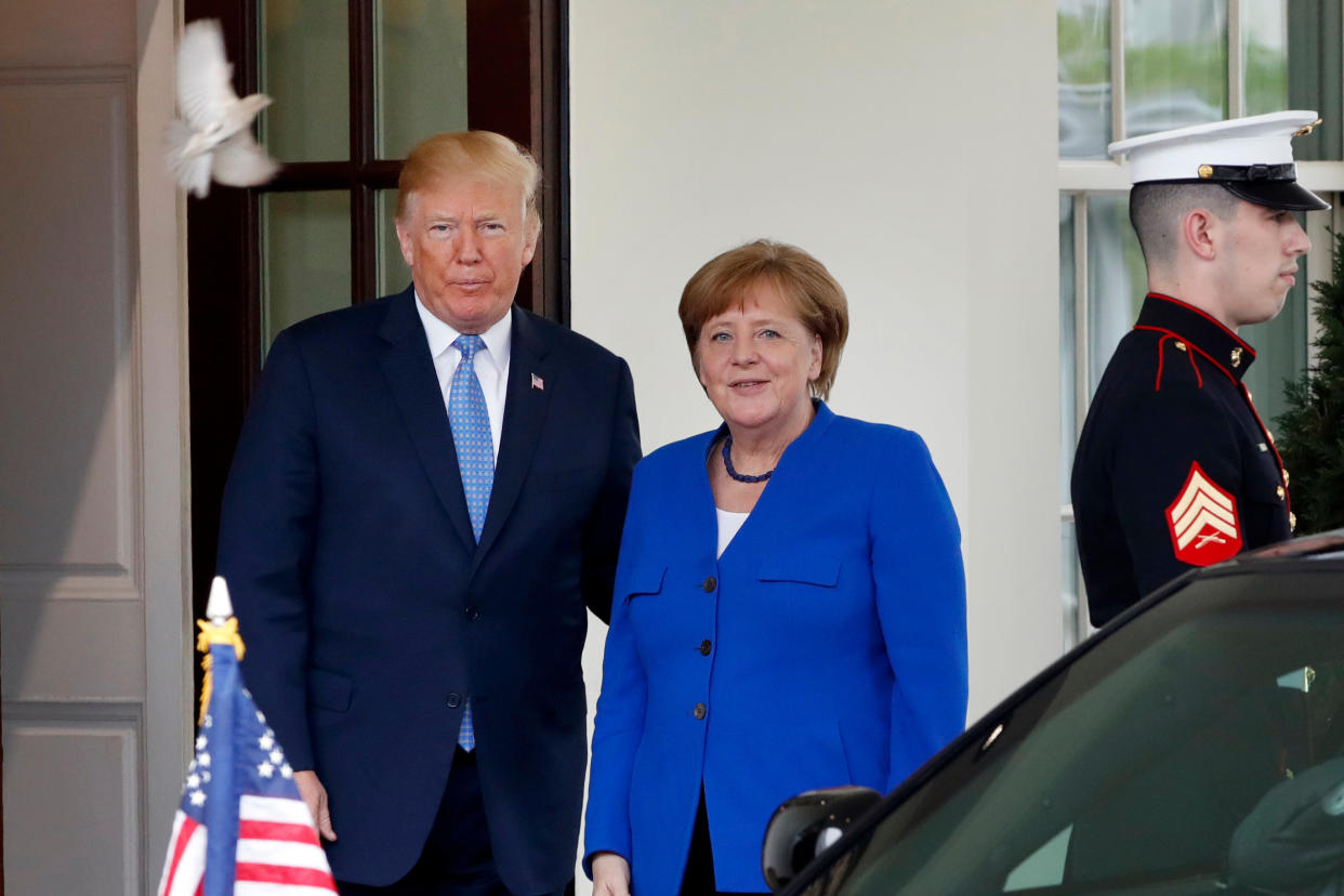 <em>Advice – Donald Trump reportedly asked Angela Merkel for advice on how to deal with Russian President Vladimir Putin (Picture: AP)</em>