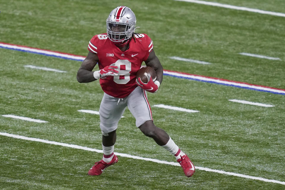 Ohio State RB Trey Sermon was dominant in the Big Ten championship game. (AP Photo/Darron Cummings)