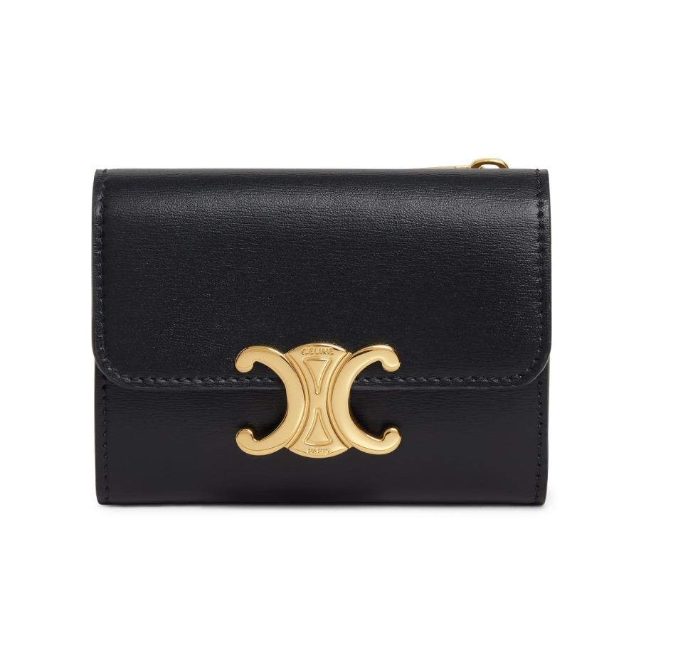 CELINE Compact wallet triomphe in shiny calfskin