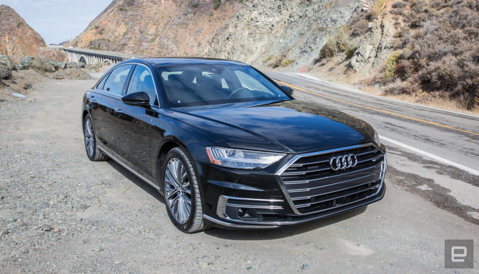 Driving the Audi A8 along the gorgeous Northern California coastline near Big