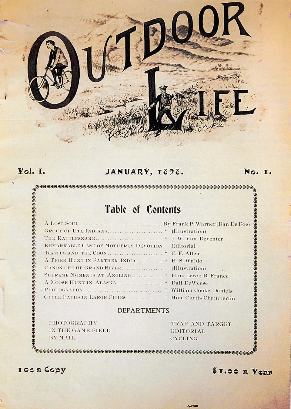 The inaugural cover of Outdoor Life, published 125 years ago in January 1898.