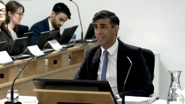 Rishi Sunak giving evidence to the UK Covid-19 Inquiry about his time as chancellor