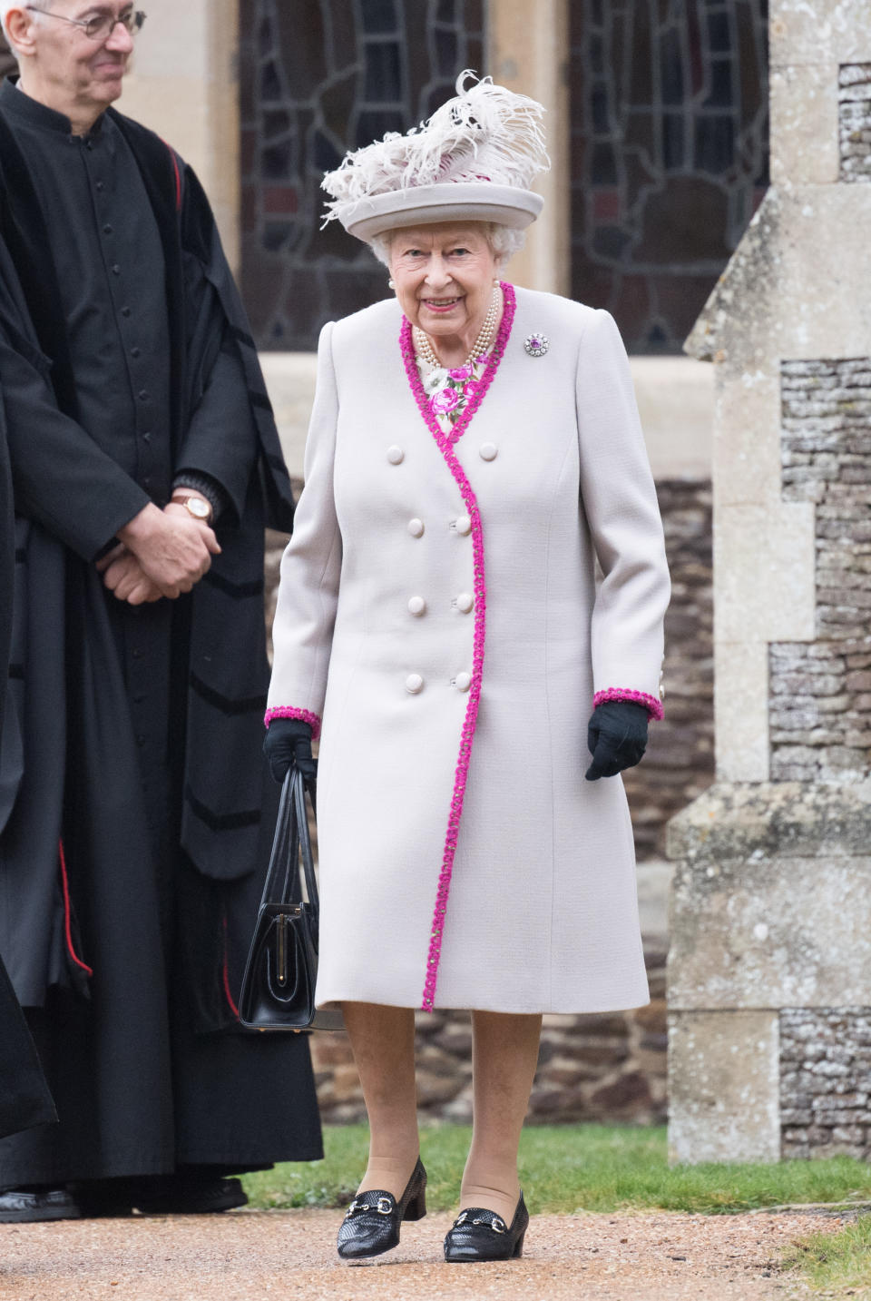 KING'S LYNN, ENGLAND - DECEMBER 25: Queen Elizabeth II attends Christmas Day Church service at Church of St Mary Magdalene on the Sandringham estate on December 25, 2018 in King's Lynn, England. (Photo by Samir Hussein/WireImage)