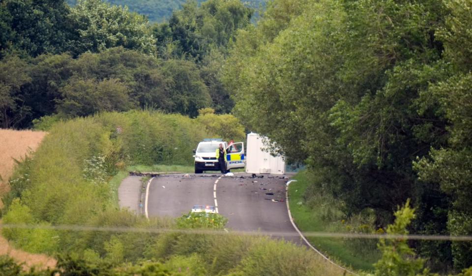 Pictures from the scene in the aftermath show debris strewn across the road (Danny Lawson/PA Wire)