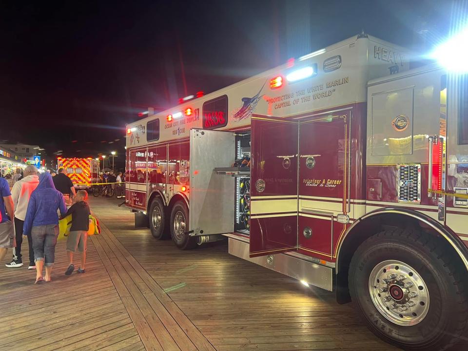 The Ocean City Fire Department released this photo from the scene of Tuesday night's Boardwalk Tram crash on Aug. 20, 2024.