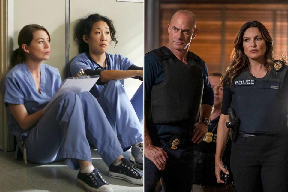 <p>Michael Desmond/Disney General Entertainment Content via Getty; Zach Dilgard/NBC via Getty </p> Ellen Pompeo & Sandra Oh, Christopher Meloni & Mariska Hargitay 