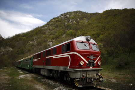 A train arrives at Tsepina railway station, Bulgaria April 28, 2015. REUTERS/Stoyan Nenov