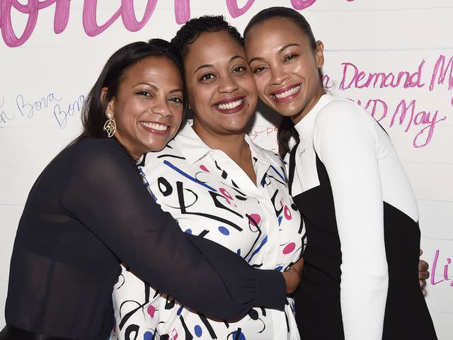 <p>Dan Steinberg/Shutterstock</p> Cisely Saldaña, Mariel Saldaña, and Zoe Saldaña at the 'The Honor List' film screening on May 10, 2018.