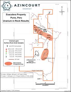 Figure 1: Azincourt projects and nearby claims in the Puno District, Southeastern Peru