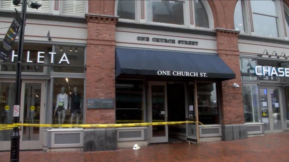 PHOTO: Authorities respond to an arson incident at the Sen. Bernie Sanders' office in Burlington, Vermont, April 5, 2024. (ABC News/WVNY)