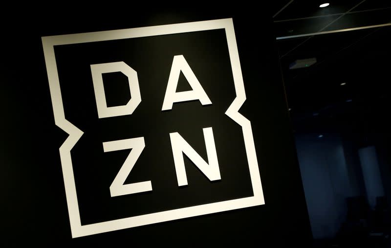 FILE PHOTO: Internet streaming service DAZN's logo is pictured in its office in Tokyo