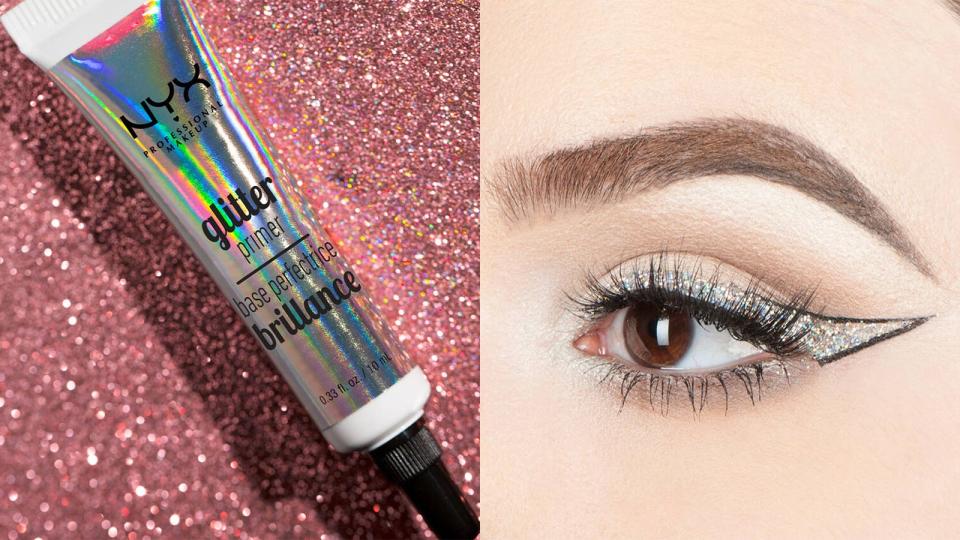 Create glittery eye looks that won't budge with the NYX Glitter Primer.