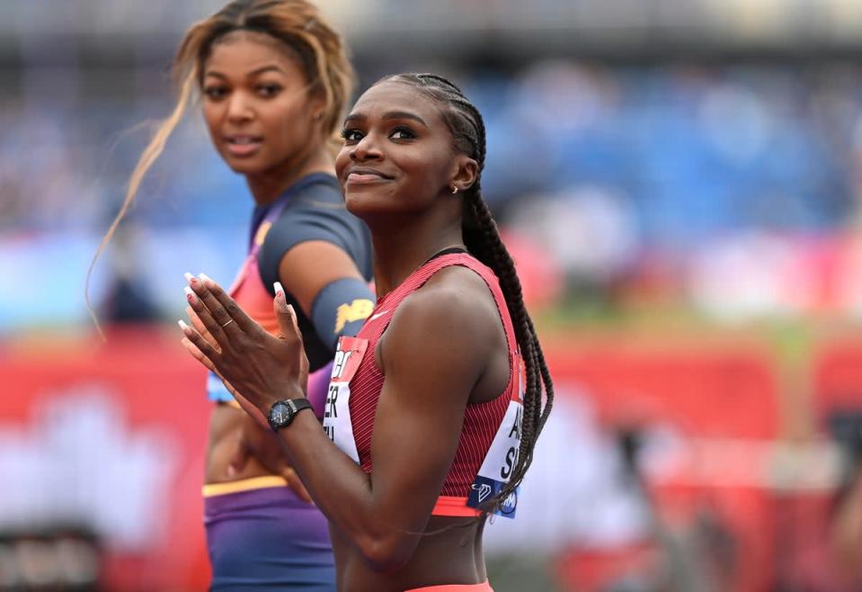 Dina Asher-Smith après avoir remporté le 100 m féminin lors de la Birmingham Diamond League (Getty Images)