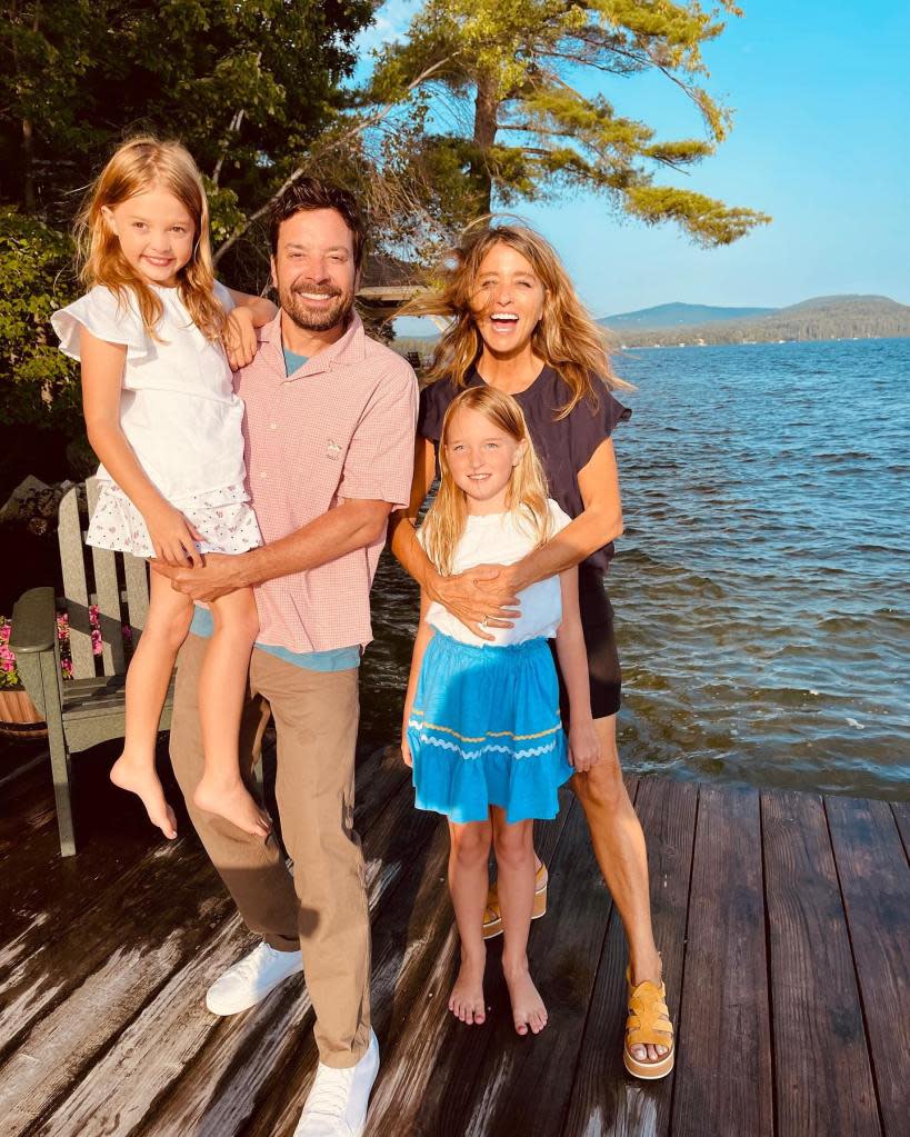 Jimmy Fallon with his wife and daughters. jimmyfallon/Instagram