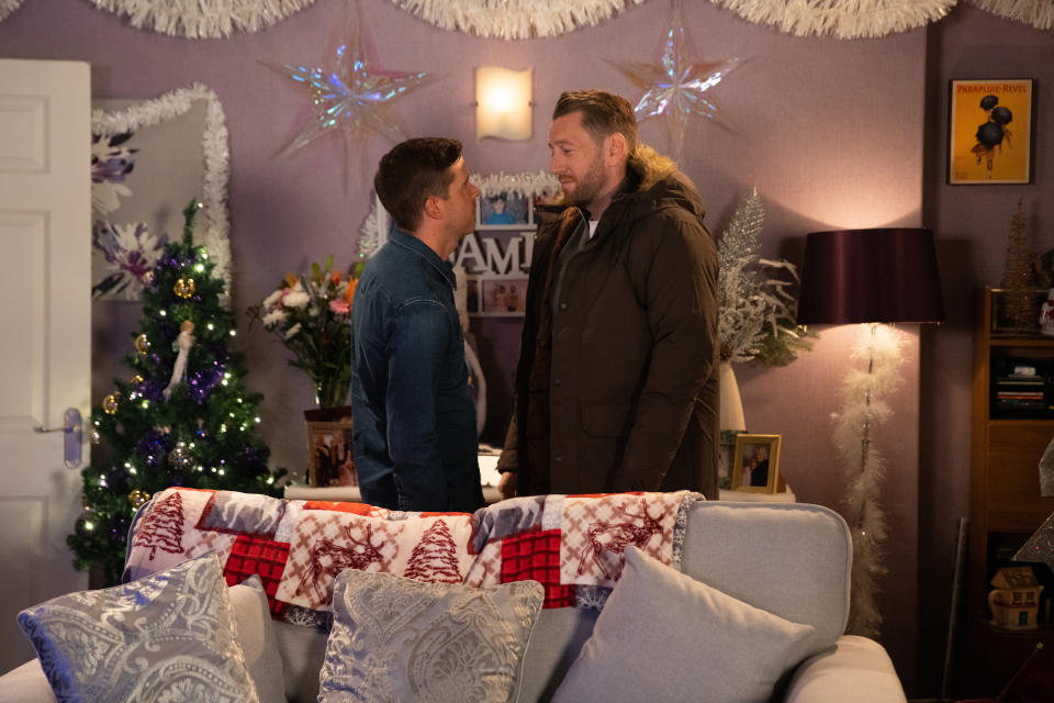 FROM ITV

STRICT EMBARGO - No Use Before Saturday 10th December 2022

Coronation Street - Ep 1083536

Wednesday 28th December 2022

Alone, Laurence [ROBERT SHAW CAMERON]tells Todd Grimshaw [GARETH PEIRCE] that itâ€™s clear he doesnâ€™t like him and would welcome a chance to change his mind. Todd thaws over a bottle of wine and when Laurence goes to leave Todd leans in for a kiss. Will Laurence respond?

Picture contact - David.crook@itv.com

Photographer - Danielle Baguley

This photograph is (C) ITV Plc and can only be reproduced for editorial purposes directly in connection with the programme or event mentioned above, or ITV plc. Once made available by ITV plc Picture Desk, this photograph can be reproduced once only up until the transmission [TX] date and no reproduction fee will be charged. Any subsequent usage may incur a fee. This photograph must not be manipulated [excluding basic cropping] in a manner which alters the visual appearance of the person photographed deemed detrimental or inappropriate by ITV plc Picture Desk. This photograph must not be syndicated to any other company, publication or website, or permanently archived, without the express written permission of ITV Picture Desk. Full Terms and conditions are available on  www.itv.com/presscentre/itvpictures/terms
