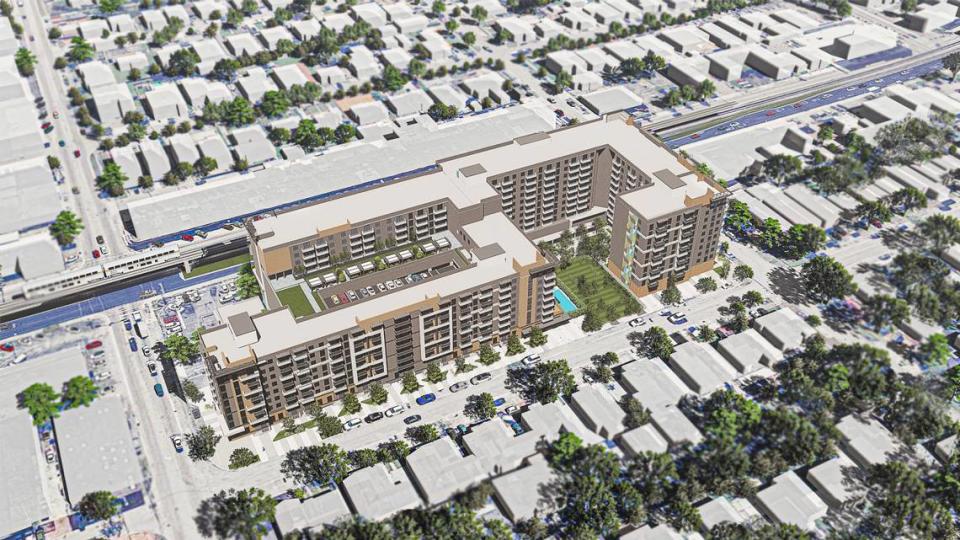 Representación aérea de cómo luciría el complejo urbanístico Metro Parc, de 559 unidades, y Metro Parc North, de 629 unidades, en el este de la ciudad Hialeah